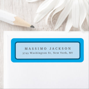 Etiqueta Azul Moderno Minimalista Simples Elegante Nome Per