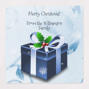 Etiqueta Azul para Presente de Natal