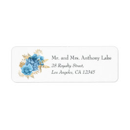 Etiqueta Azul Pastel e Floral Dourado