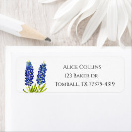 Etiqueta Azulboninas Flores Estaduais do Texas Lupina Aquar
