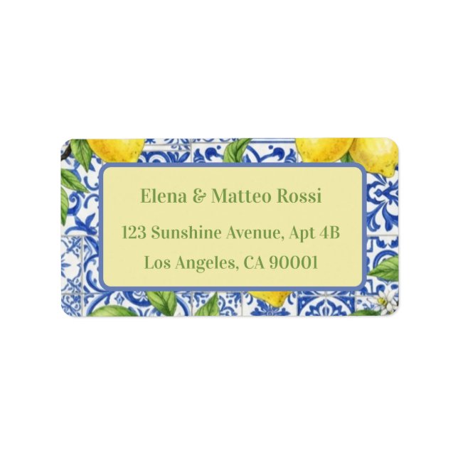 Etiqueta Azulejo Siciliano & Casamento de Limão (Frente)