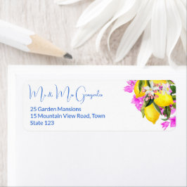 Etiqueta Azulejos azuis Bougainvillea limões elegantes casa