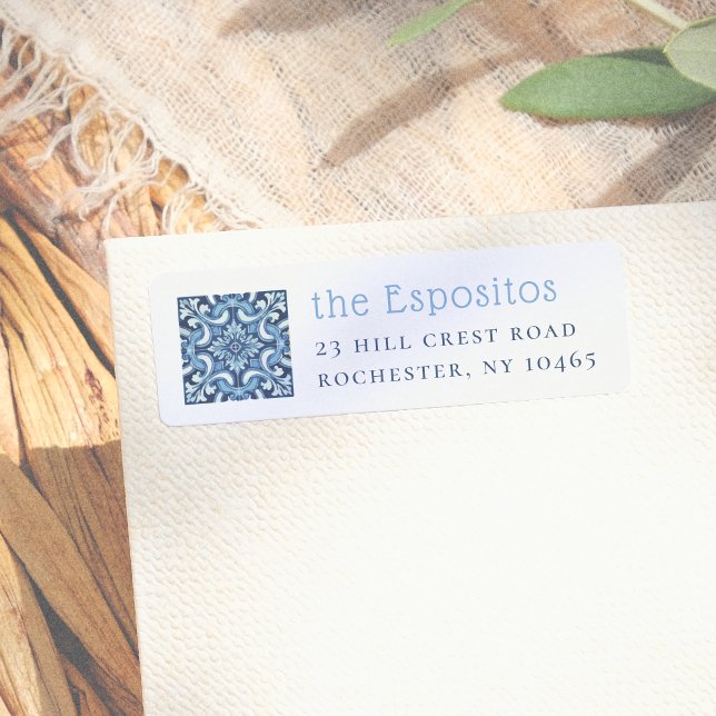 Etiqueta Azulejos italianos | Nome e endereço personalizado (Criador carregado)