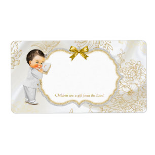 Etiqueta Baby Boy Baptism Christening Comunhão Dourado