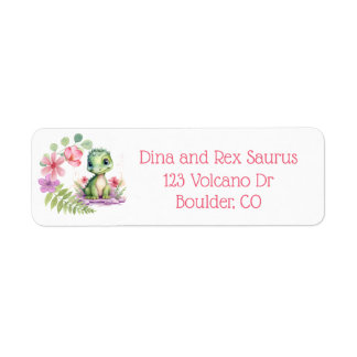 Etiqueta Baby Dinosaur Girl Pink and Purple Address