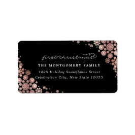 Etiqueta Baby First Christmas Elegant Snowflakes Endereço