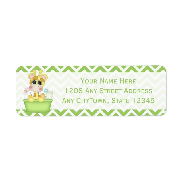 Etiqueta Baby Giraffe tendo um banho (Frente)