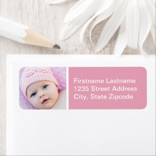 Etiqueta Baby Girl Rosa Rosa Photo Return Address