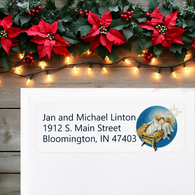 Etiqueta Baby Jesus Natividade Personalizar Endereço de Ret (Criador carregado)