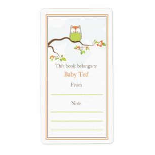 Etiqueta Baby Owl Bookplate