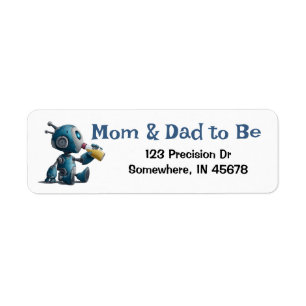 Etiqueta Baby Robot - Endereço de devolução do Chá de frald
