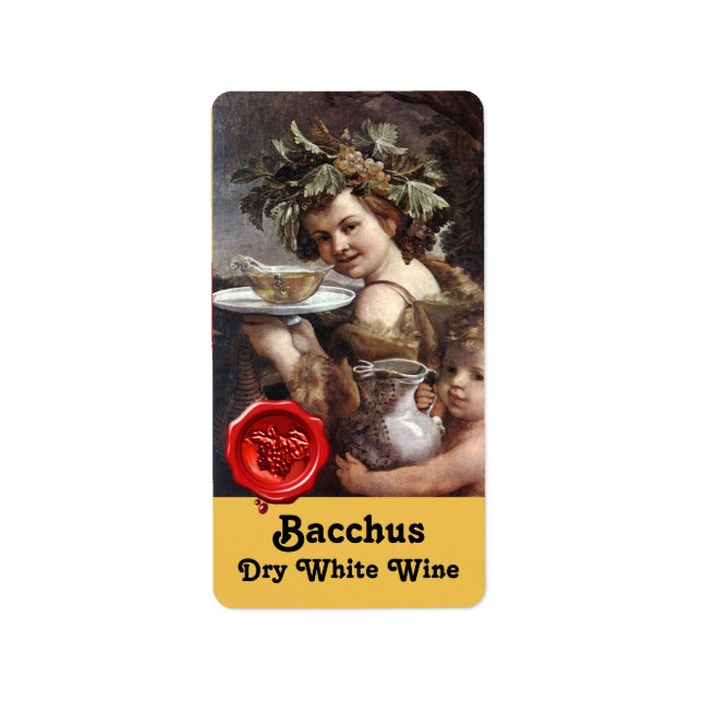 ETIQUETA BACCHUS COM UVAS E VINHO BRANCO, DE SEAL VERMELHO (Frente)