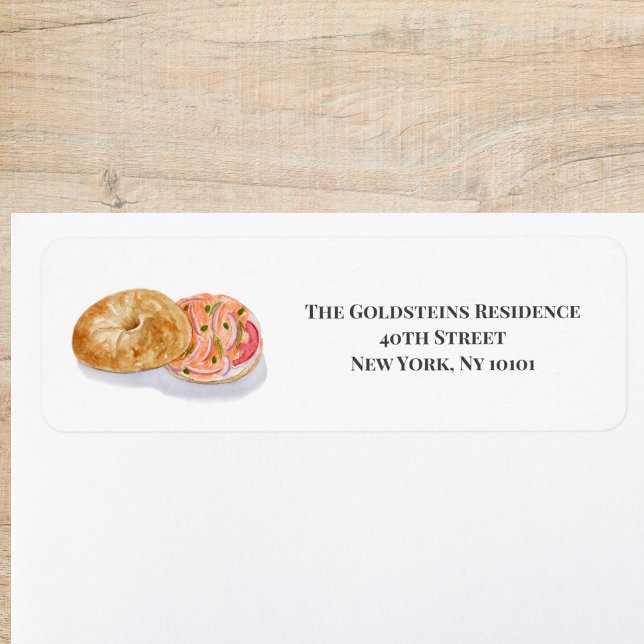 Etiqueta Bagels de Aquarela Salmão Defumado (Criador carregado)