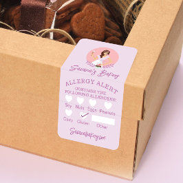 Etiqueta Bakery Mulher-Comida Segurança Alergia Alerta Bake