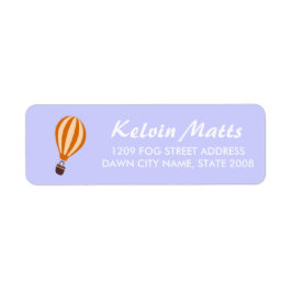 Etiqueta Balão de ar quente laranja em azul