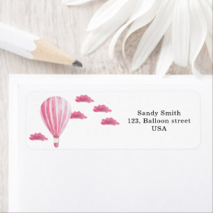 Etiqueta Balão de ar quente rosa