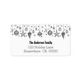 Etiqueta Balas de Natal Pretas e Brancas