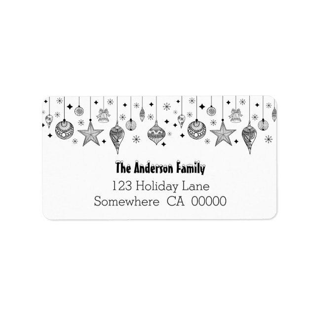 Etiqueta Balas de Natal Pretas e Brancas (Frente)