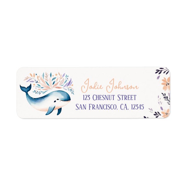 Etiqueta Baleia Bebê Lavanda de pêssego - Design (Frente)