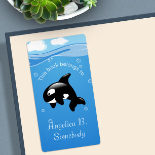 Etiqueta Baleia Orca no Oceano