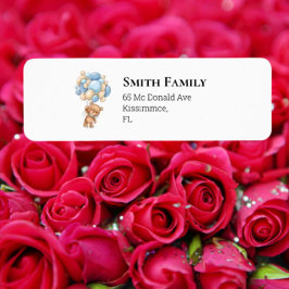 Etiqueta Balões Azuis do ursinho Boy