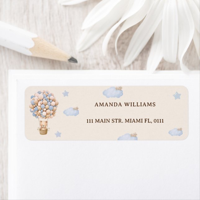 Etiqueta Balões de urso azul pastel  (Insitu)