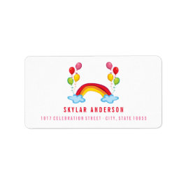 Etiqueta Balões do Arco-Íris e Diversão Whimsical Endereçam