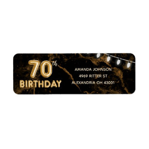 Etiqueta balões Dourados & luzes do aniversário do 70