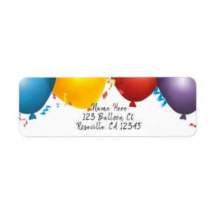 Etiqueta Balões & festa de aniversário coloridos dos