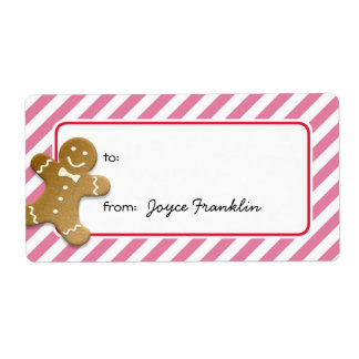Etiqueta Bandas cor-de-rosa de pão-de-gengibre personalizad