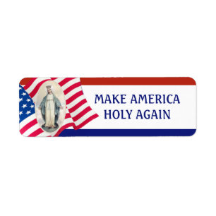 Etiqueta Bandeira Americana Abençoada Virgem Maria Religio