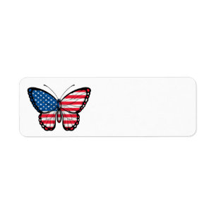 Etiqueta Bandeira americana da borboleta