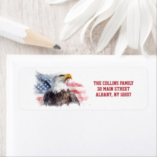 Etiqueta Bandeira Americana EUA 4 de Julho Endereço de Reme