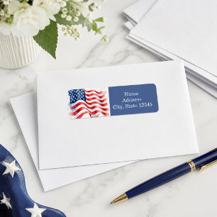 Etiqueta Bandeira Americana Ondulada EUA Patriótica azul