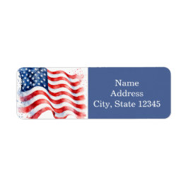 Etiqueta Bandeira Americana Ondulada EUA Patriótica azul