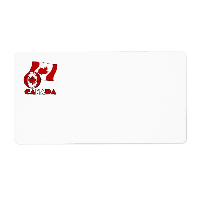 Etiqueta Bandeira Canadense e Bola de Futebol (Frente)