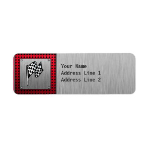 Etiqueta Bandeira Checkered; olhar de alumínio escovado