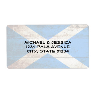 Etiqueta Bandeira da Escócia no Velho Grão de Madeira