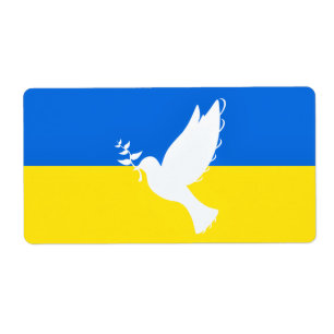 Etiqueta Bandeira da Ucrânia Labels Dove of Peace - Freedom
