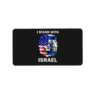 Etiqueta Bandeira de Israel e EUA Leão _ Eu Estou com Israe