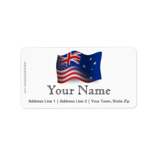 Etiqueta Bandeira de ondulação Australiano-Americana