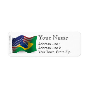 Etiqueta Bandeira de ondulação Brasileiro-Americana