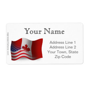 Etiqueta Bandeira de ondulação Canadense-Americana