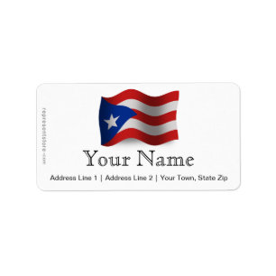 Etiqueta Bandeira de ondulação de Puerto Rico