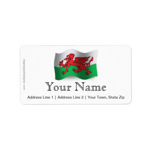 Etiqueta Bandeira de ondulação de Wales