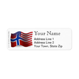 Etiqueta Bandeira de ondulação Norueguês-Americana