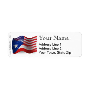 Etiqueta Bandeira de ondulação Rican-Americana de Puerto