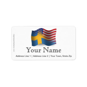 Etiqueta Bandeira de ondulação Sueco-Americana