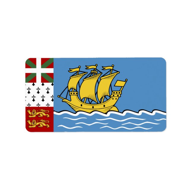 Etiqueta Bandeira de Pierre e Miquelon santo (Frente)