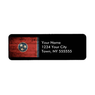 Etiqueta Bandeira do estado de Tennessee na grão de madeir